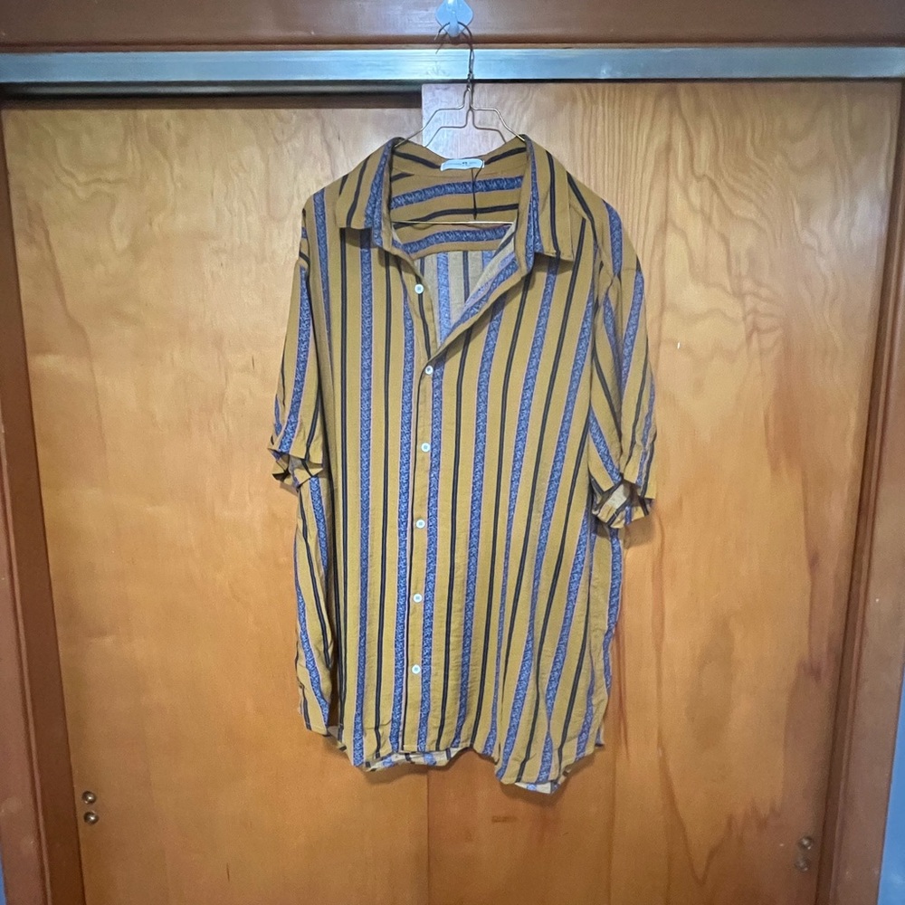 Striped Yellow and Blue Men's Shirt